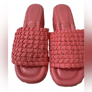 Mark Fisher Priya Pink Woven Slide Sandals. Size 9.